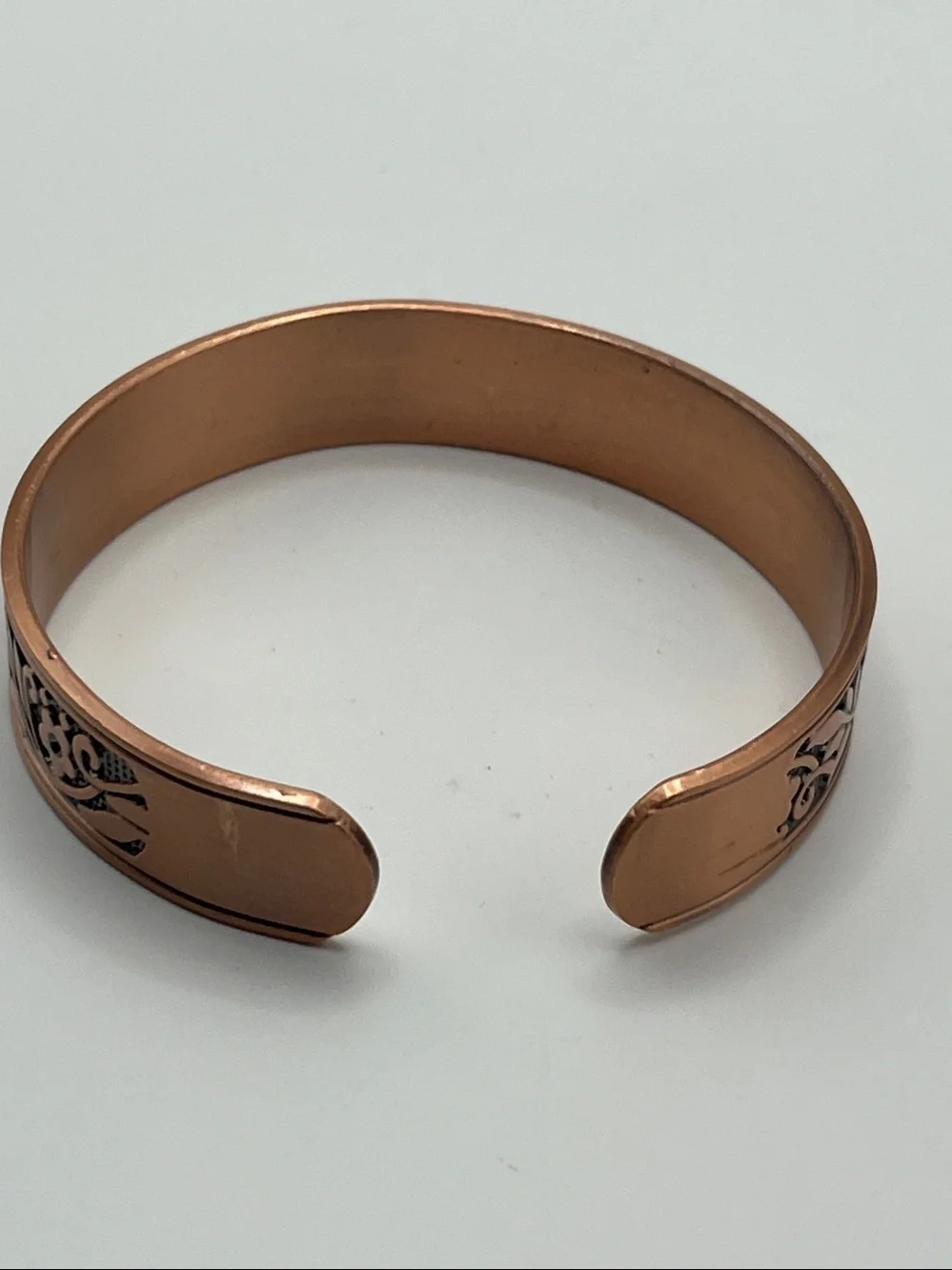 Copper Floral Engraved Magnetic Cuff Bracelet